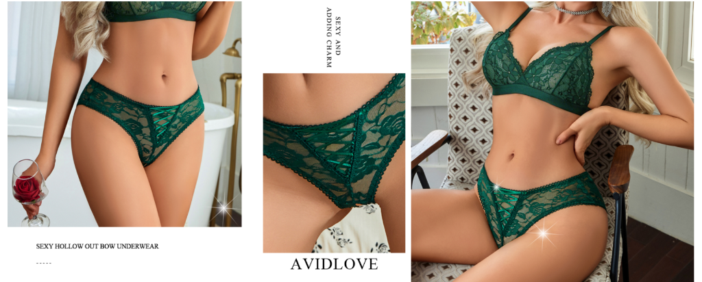 Avidlove Emerald Green Lace Panty Design Details