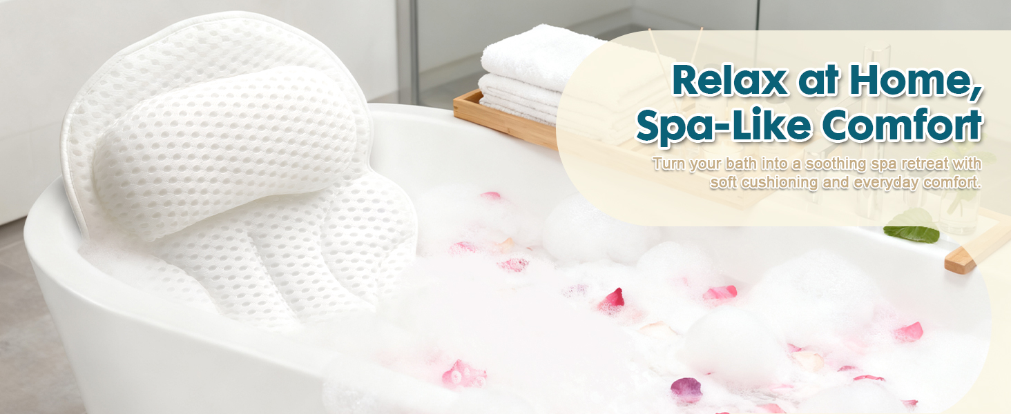 4D Air Mesh Luxury Bathtub Pillow in Soaking Tub