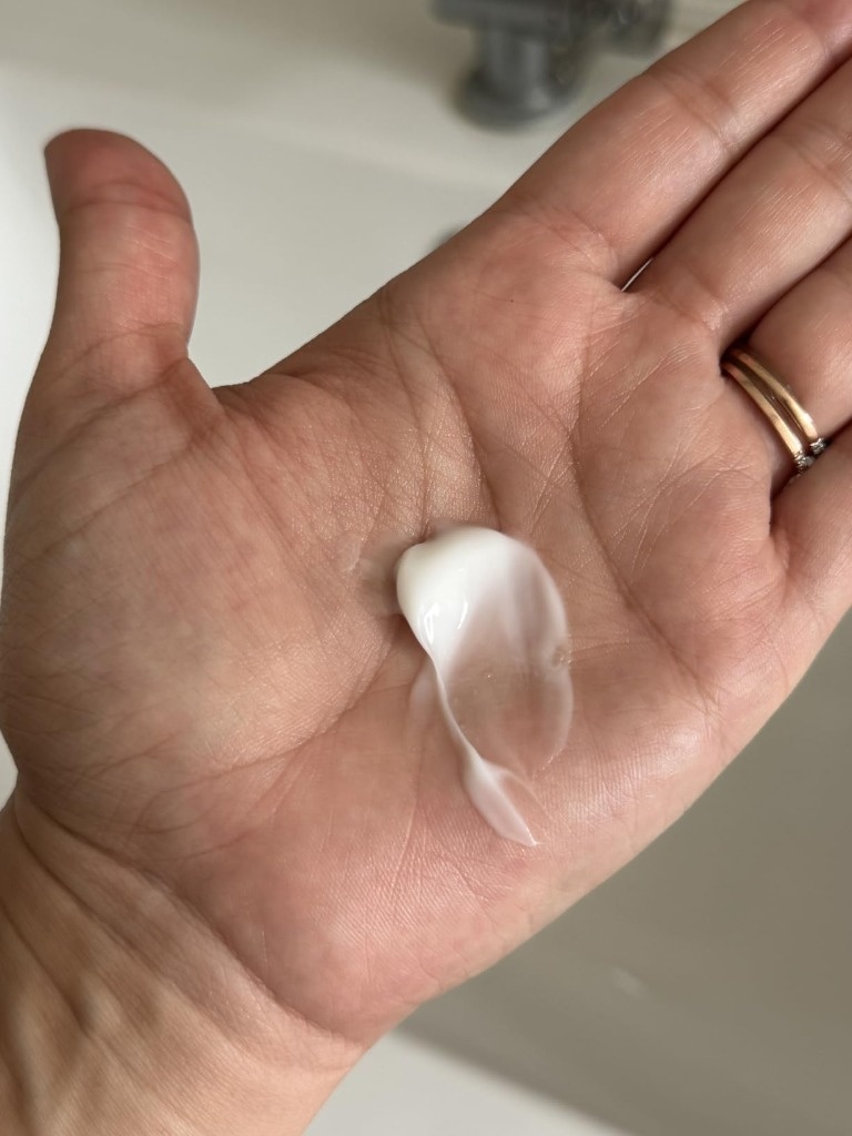 belif cream swatch on palm