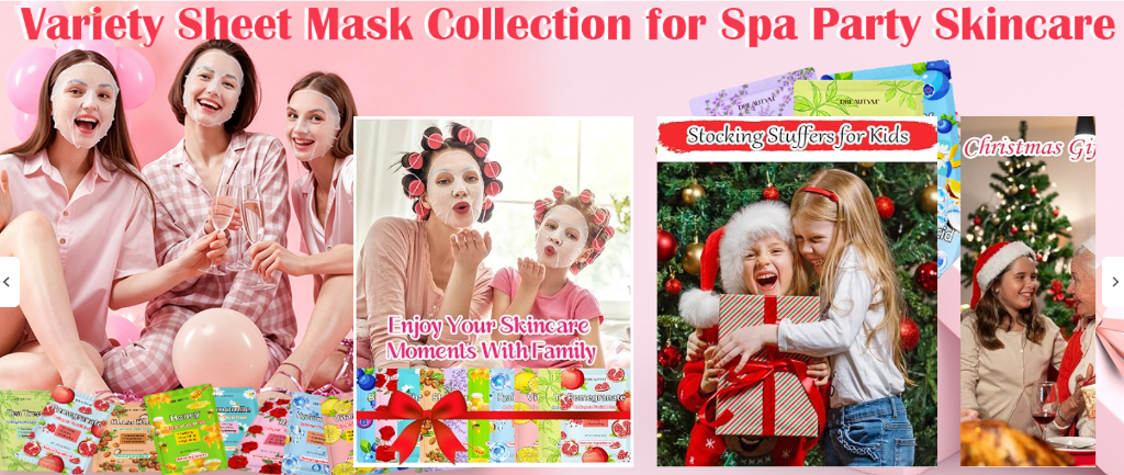 Variety Sheet Mask Collection for Spa Party Skincare and Family Gifting