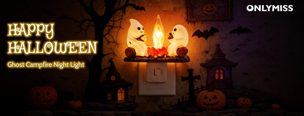 ONLYMISS Happy Halloween Ghost Campfire Banner ambient glow