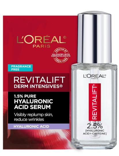 L'Oreal Paris Revitalift Derm Intensives 2.5% Hyaluronic Acid and Caffeine Eye Serum Packaging