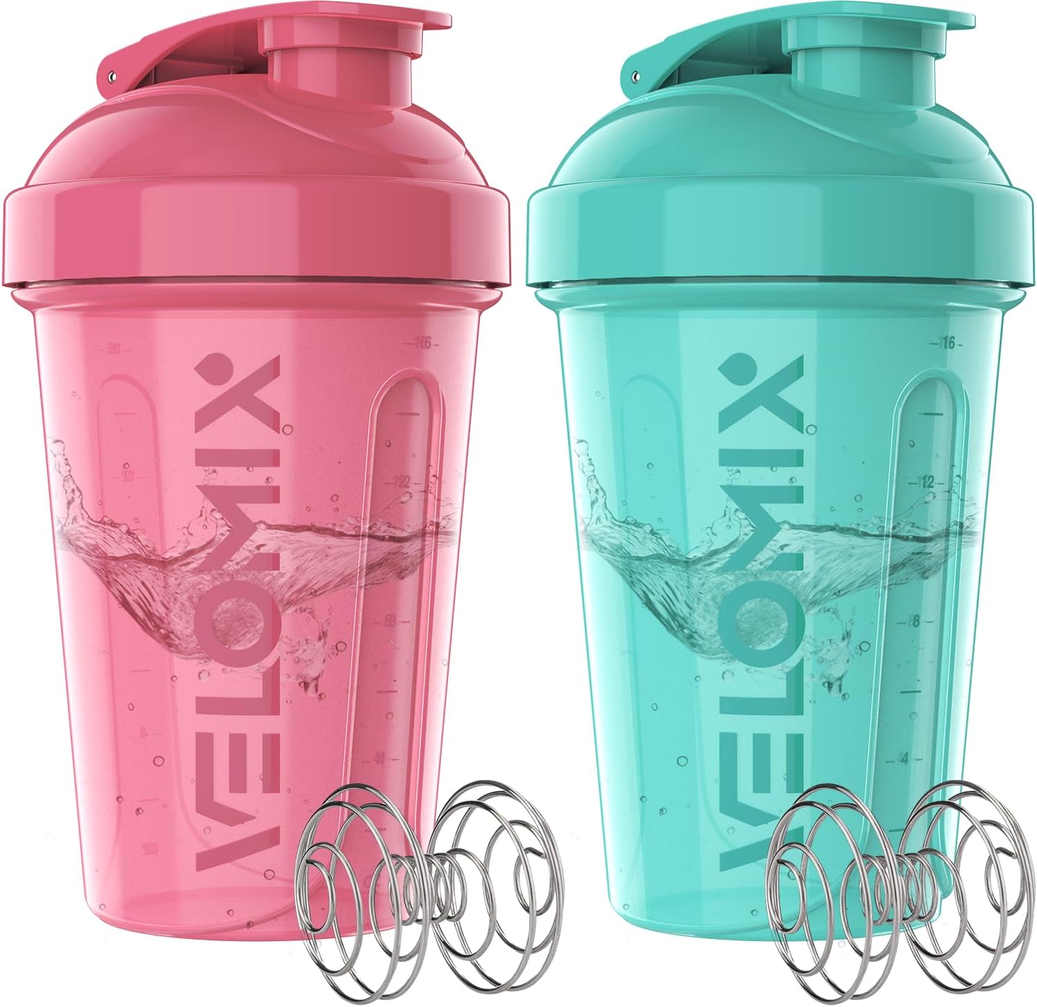 VELOMIX 2-Pack 20oz Protein Shaker Bottles