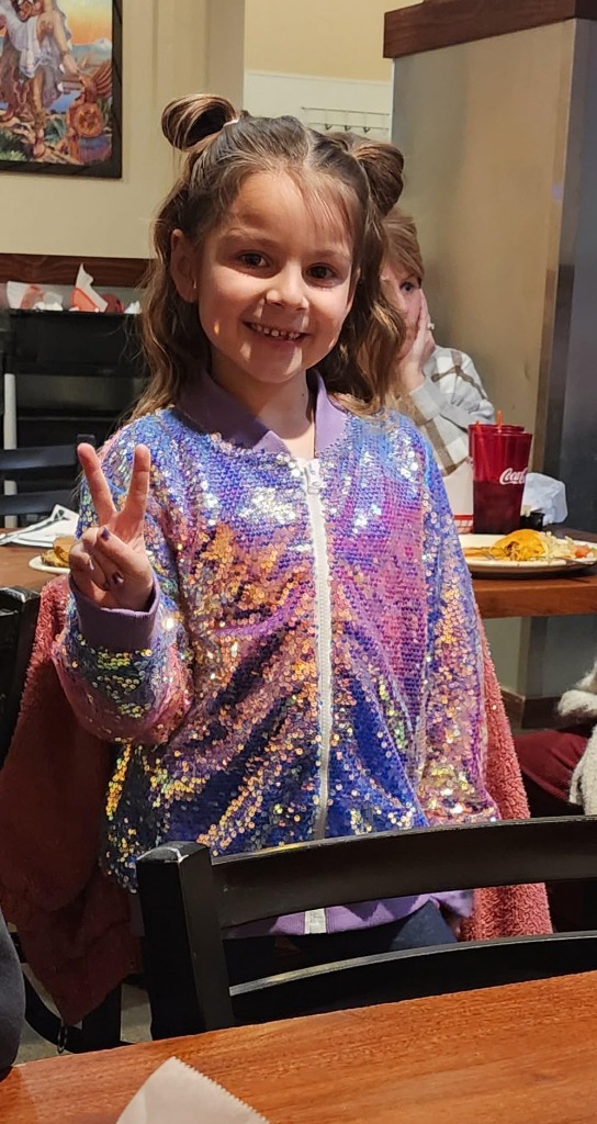 Onedema Girls Sparkly Sequin Bomber Jacket (5-12T)