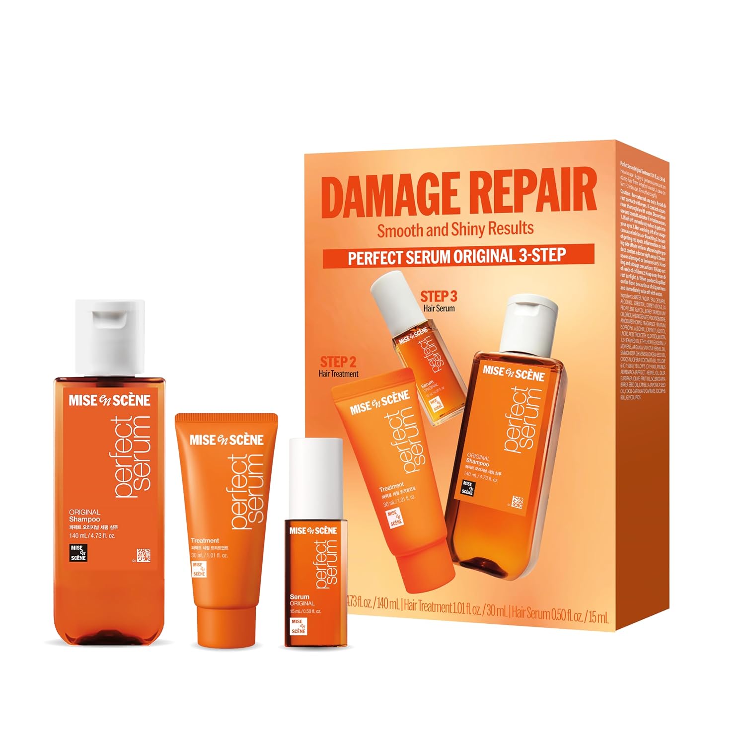 Mise En Scène Perfect Serum Original Hair Care Travel Kit (TSA Approved 3-Step Routine)