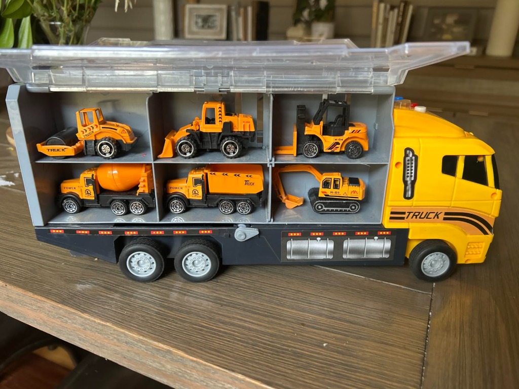 Side clear display lid opened showing organized bays